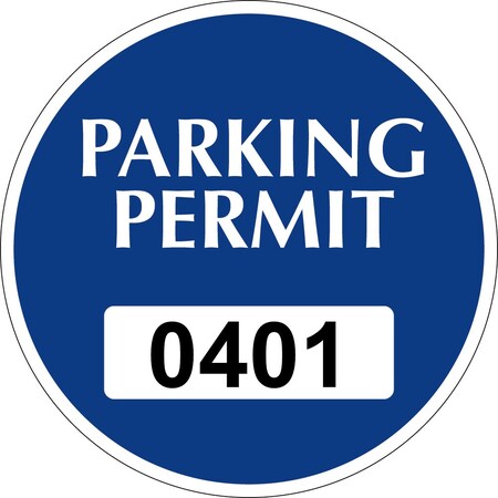 Lustre-Cal Repositionable Parking Permit Dark Blue 3in x 3in  Circle Serialized 401-450, 50PK 253743Py1BdDi0401